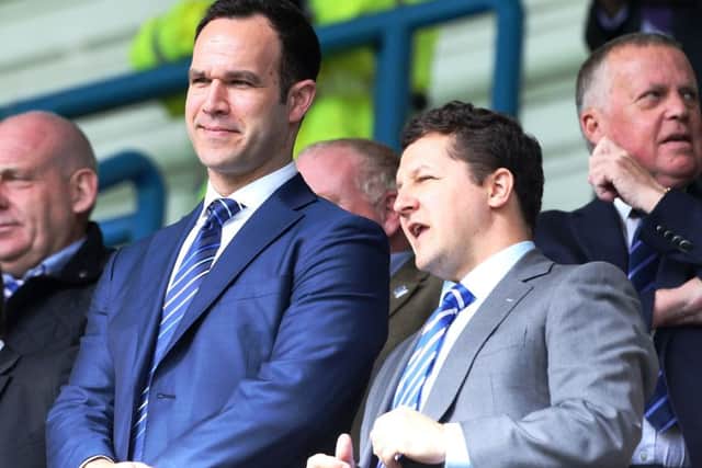 Tornantes head of acquisitions and investments, David Fields, left, with Andy Redman at Gillinghams Priestfield Stadium on Sunday Picture: Joe Pepler