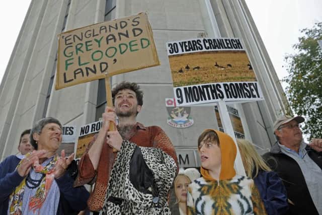 Some of the protesters gather outside Fareham Civic Offices   Picture: Ian Hargreaves  (171229-1)