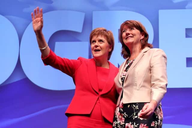 First Minister Nicola Sturgeon and Plaid Cymru leader Leanne Wood at the Scottish National Party conference