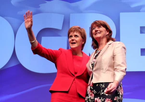 First Minister Nicola Sturgeon and Plaid Cymru leader Leanne Wood at the Scottish National Party conference
