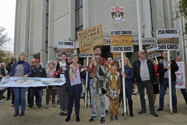 Residents protestedon Monday at Fareham Civic Offices against a proposal to build more homes in the Portchester/Fareham area