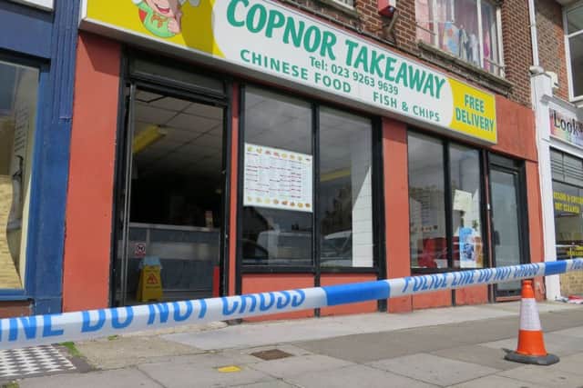 Copnor Takeaway in Copnor Road after the incident