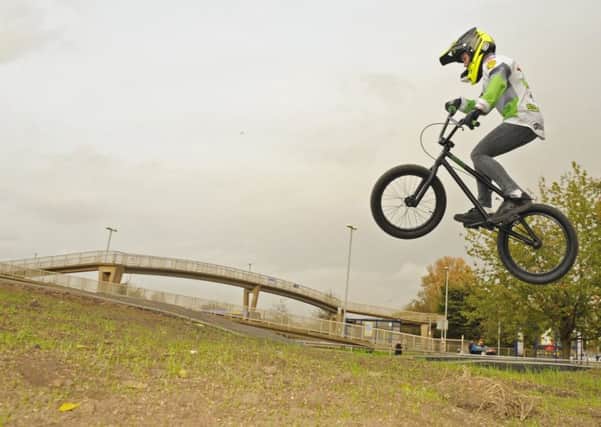 Sam Day shows off his BMX skills

Picture:  Malcolm Wells (171016-5657)
