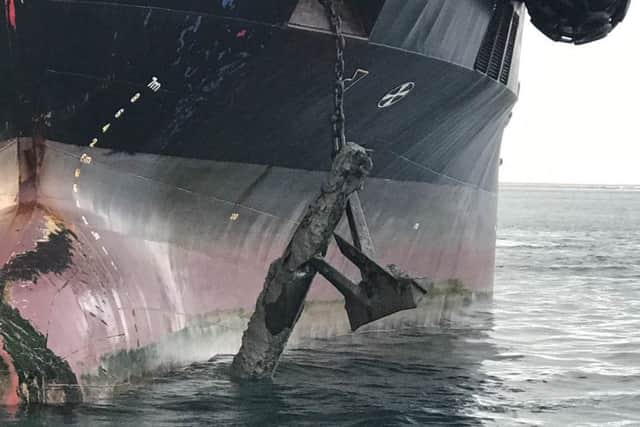 The torpedo which was speared by the merchant ship's anchor