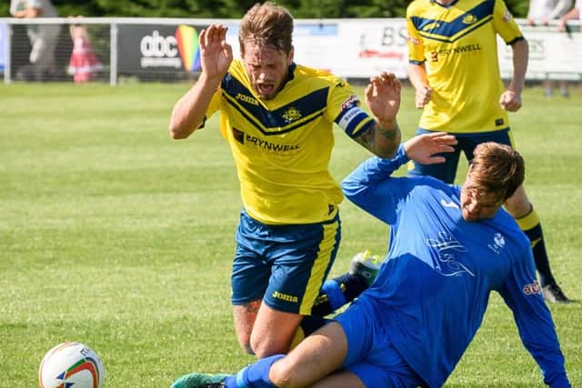 Moneyfields striker Steve Hutchings Picture: Keith Woodland