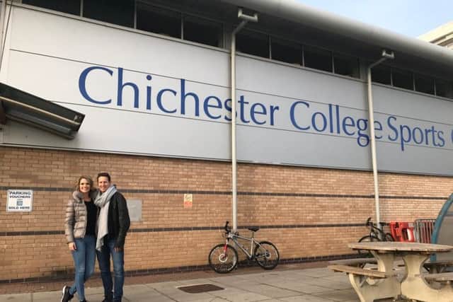 Hawkins and Cole during a recent visit to Chichester College.