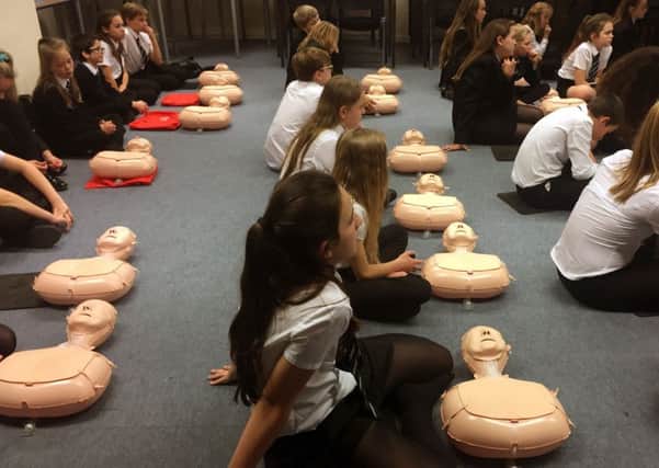 Pupils at Fareham Academy taking part in the Restart a Heart event