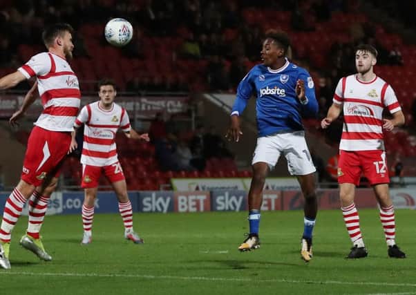 Jamal Lowe was a second-half substitute for Pompey against Doncaster after being at the birth of his daughter yesterday Picture: Paul Currie
