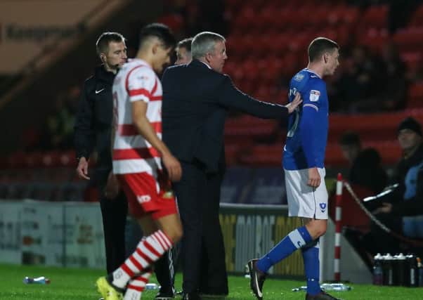Dion Donohue was sent off against Doncaster. Picture: Paul Currie/Bluepitch media