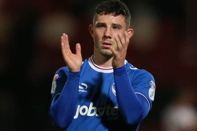 Conor Chaplin following his 100th Pompey appearance at Doncaster. Picture: Paul Currie