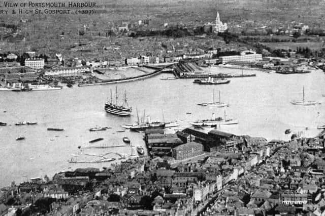 HMS Victory moored off Gosport about 1920