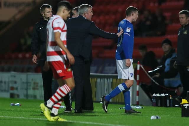 Dion Donohue is sent off at Doncaster. Picture: Paul Currie