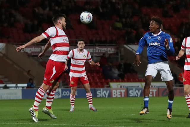 Jamal Lowe had a last-minute header saved at Doncaster. Picture: Paul Currie