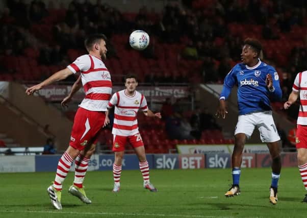 Jamal Lowe had a last-minute header saved at Doncaster. Picture: Paul Currie