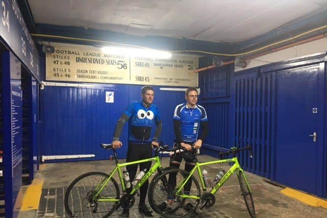 From left, RAF Corporals Ben Cook and Ben Atkey at Fratton Park as part of the 'Spider's Away Days' challenge. Picture: Crown Copyright
