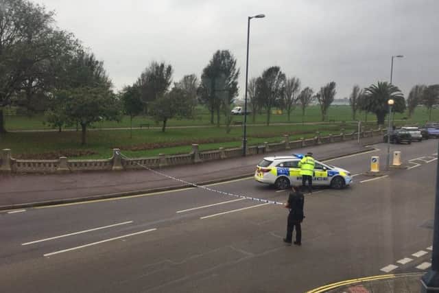 Police cordoning off an area next to Southsea Common. Picture: Ellie Bain/Twitter