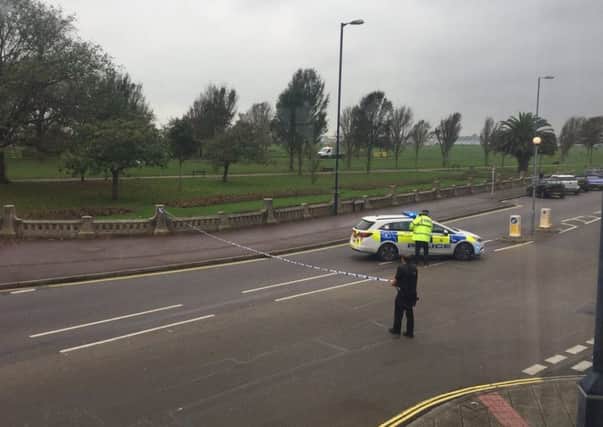 Police cordoning off an area next to Southsea Common. Picture: Ellie Bain/Twitter