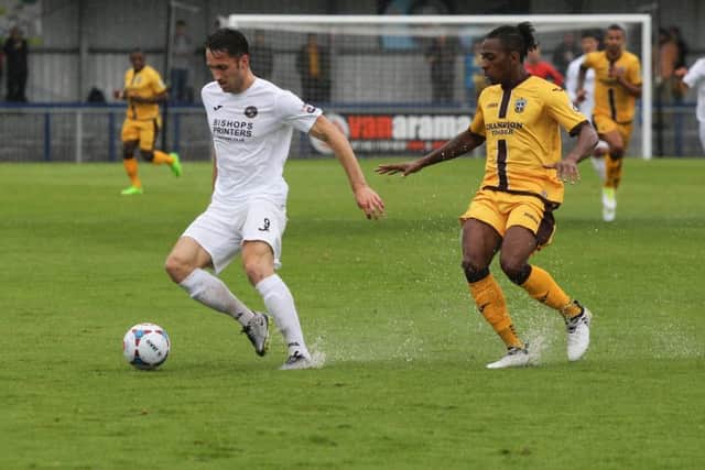 Jason Prior opened the scoring from the penalty spot in the Hawk's 2-2 league draw. Picture: Habibur Rahman