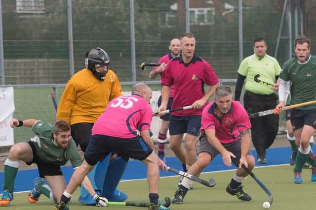 Stuart Avery scores for City of Portsmouth against Havant third team on Saturday. Picture: Keith Woodland