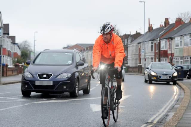 PC Phil Robertson during a previous close pass operation in April.Picture: Sarah Standing (170462-9066)