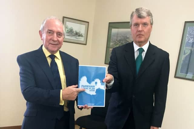 Cllr Keith Evans, left, and Cllr Sean Woodward with the Fareham Draft Local Plan 2036
Picture: Millie Salkeld