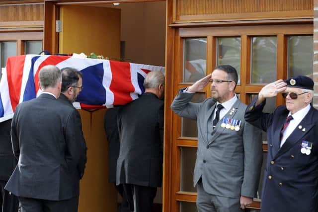 The funeral of D-Day hero Bobby Tallack at Portchester Crematorium
Picture: Malcolm Wells (171020-2089)