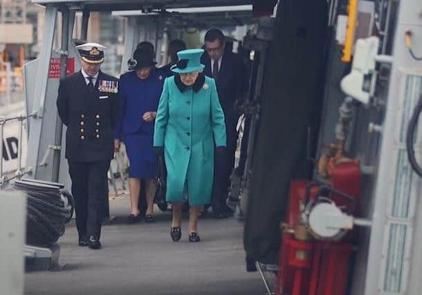 The Queen on HMS Sutherland