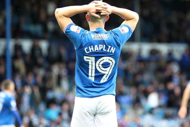 Conor Chaplin can't believe Pompey's 1-0 defeat at the hands of Bradford Picture: Joe Pepler