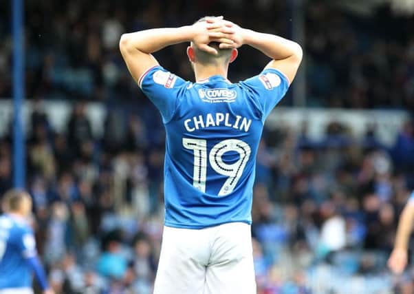 Conor Chaplin can't believe Pompey's 1-0 defeat at the hands of Bradford Picture: Joe Pepler