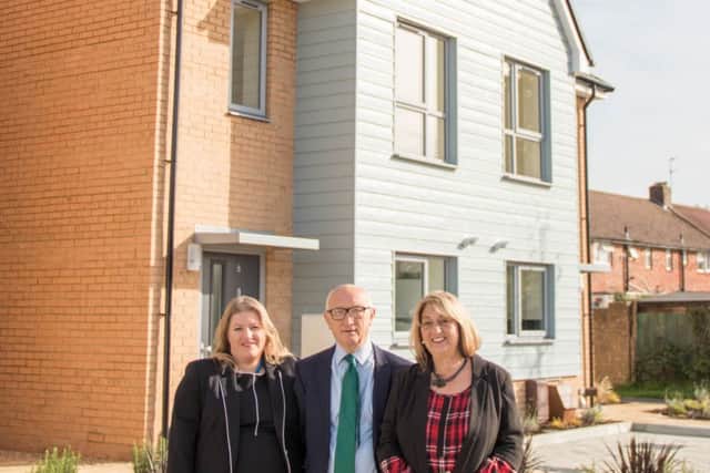 new homes near Holybourne Road HavantCouncil completes more new family homes.caption: From left - Leader of Portsmouth City Council Cllr Donna Jones, director of PMC construction Pat Mcgee and cabinet member for property and housing Cllr Jennie Brent.Families will move into brand new Portsmouth City Council homes next week.The council has built the new properties on land it owns near Holybourne Road, in Havant, as part of its most ambitious council home building programme for a generation.The five houses and four flats have been named Buriton Close and have taken a year to build at a cost of Â£1.6m.
