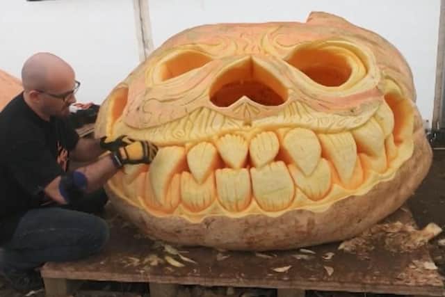Christian Russell works on his masterpiece