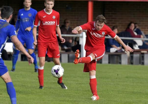 Miles Everett was on target for Horndean against Petersfield.  Picture: Neil Marshall