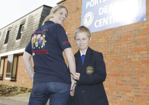 Linsey Baker pictured with her son Riley, 10,  at the Portsmouth Deaf Club