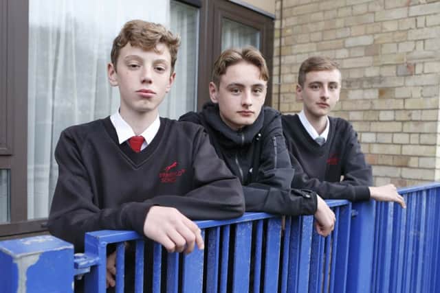 From left  Alfie Rogers (14) and twins Jack and John Rogers (16) 16                 Picture: Habibur Rahman