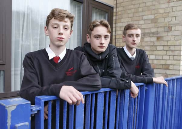 From left  Alfie Rogers (14) and twins Jack and John Rogers (16) 16                 Picture: Habibur Rahman