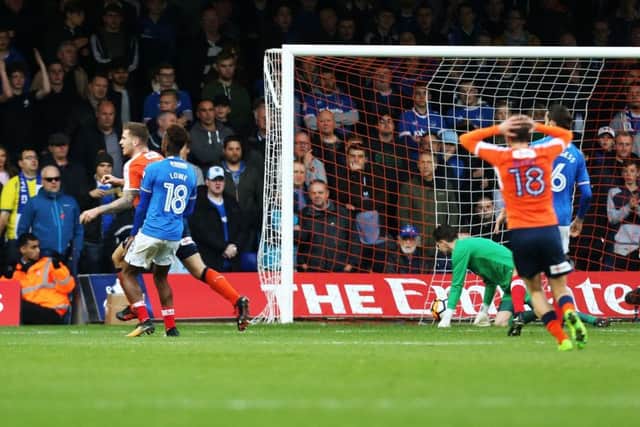 James Collins gave Luton the lead in first-half injury-time Picture: Joe Pepler