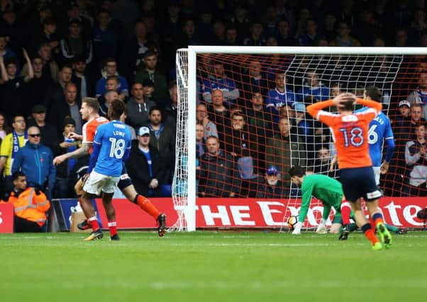 James Collins gave Luton the lead in first-half injury-time Picture: Joe Pepler