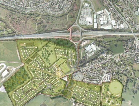 An aerial view of the proposed development site in Horndean