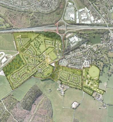 An aerial view of the proposed development site in Horndean