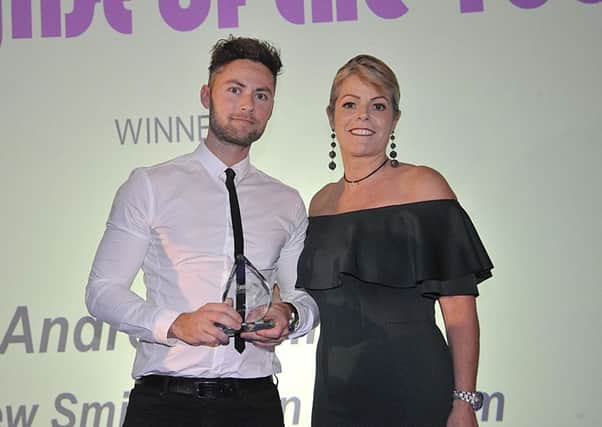 Hair Stylist of the Year Winner Andrew Smith from Andrew Smith Salon, Fareham and sponsor Maria Lloyd from BC Beauty Training.
