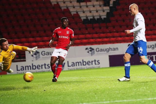 Curtis Main scored Pompey's winner at The Valley tonight Picture: Joe Pepler