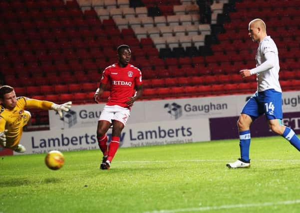 Curtis Main scored Pompey's winner at The Valley tonight Picture: Joe Pepler