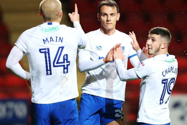 Kal Naismith is thanked by Curtis Main after teeing up the match-winner at Charlton. Picture: Joe Pepler