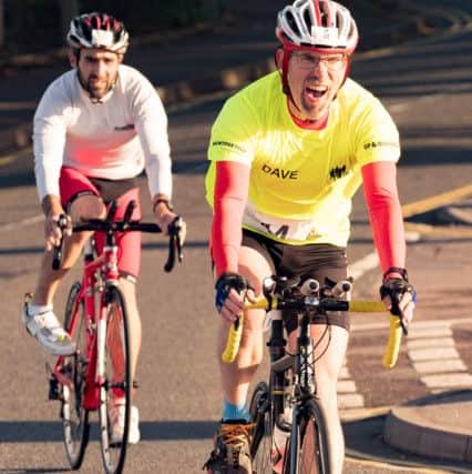 David Berry leads another rider in to finish the 10k section. Picture: Keith Woodland