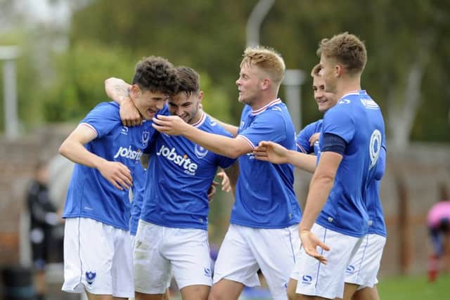 Pompey Academy celebrate a goal against Newport. Picture: Ian Hargreaves