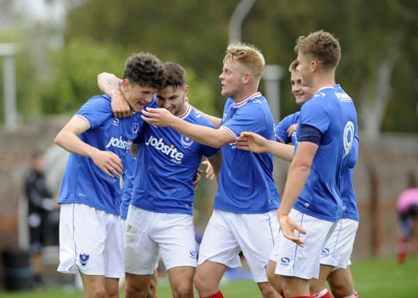 Pompey Academy celebrate a goal against Newport. Picture: Ian Hargreaves