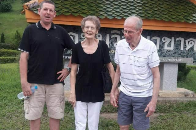 Rose Weatherill with son David and husband Arthur on the day of the accident