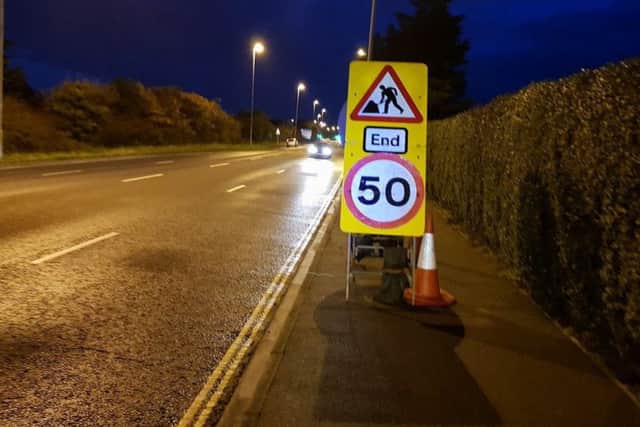 The temporary sign on Eastern Road