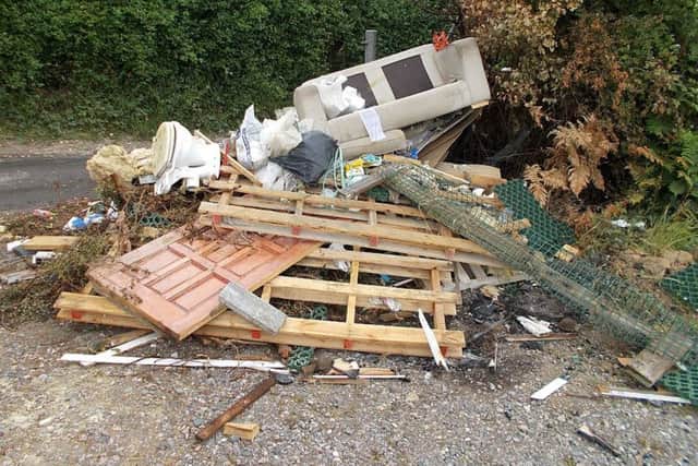 Waste dumped in Mill Lane on Portsdown Hill