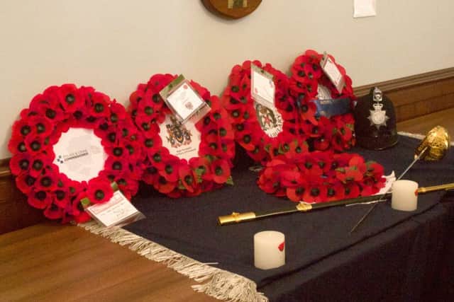 Wreaths at the Portsmouth City Police annual Remembrance service